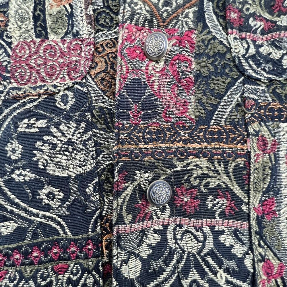 Chico's Colorful Patchwork Button Front Tapestry … - image 2